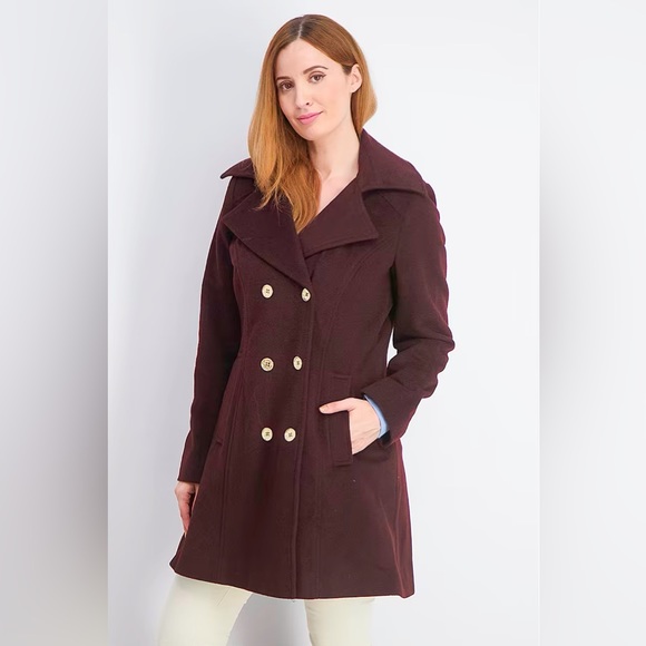 Michael kors merlot double breasted peacoat with hood - Picture 2 of 12